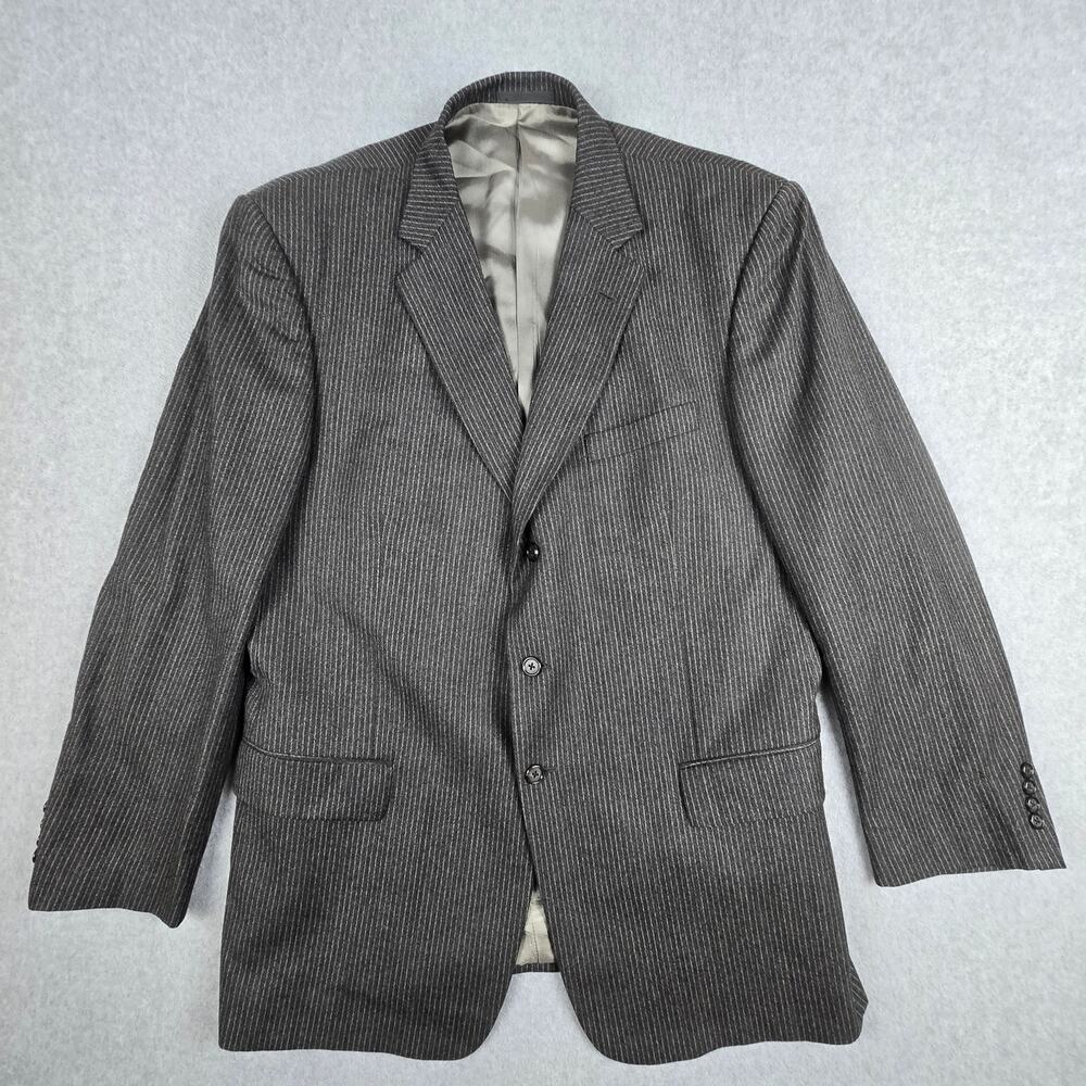 Tallia Uomo Mens 48L Gray Pinstripe Sport Coat/Blazer 100% Wstd Wool